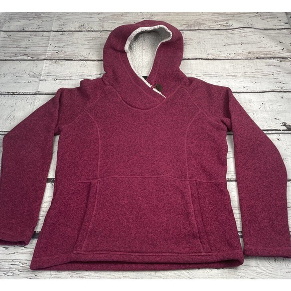 Köppen Tops - Koppen Hoodie Pullover Sherpa Sweater Fleece Marled Raspberry Womens XL Warm EUC